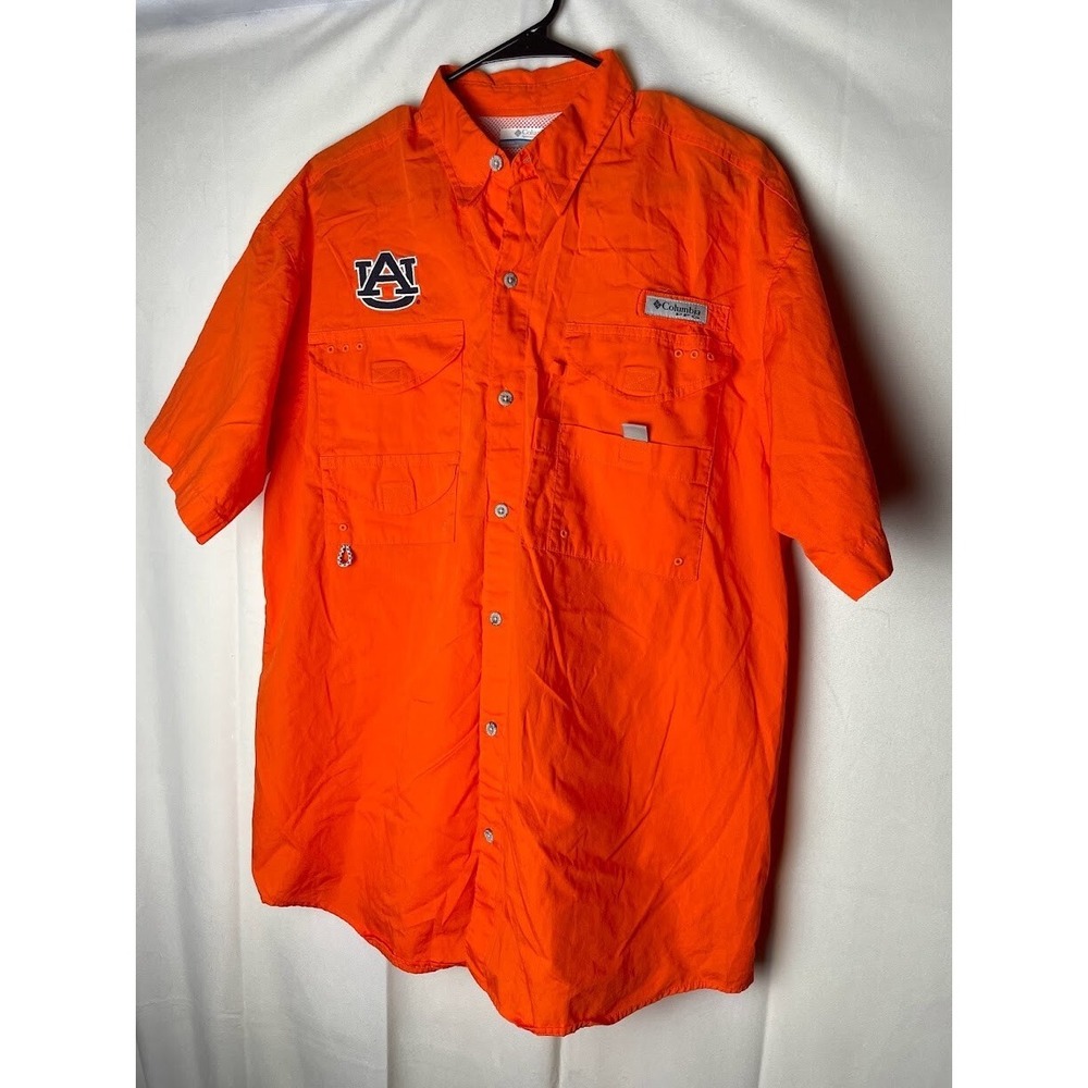 Columbia Auburn Tigers Men's Lightweight Button Down Shirt Orange Size Medium